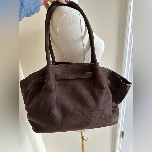 NWT Catherine Melandrino Brown Faux Suede Bag - Picture 2 of 11